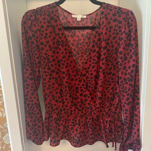Animal Print Wrap Blouse SZ M